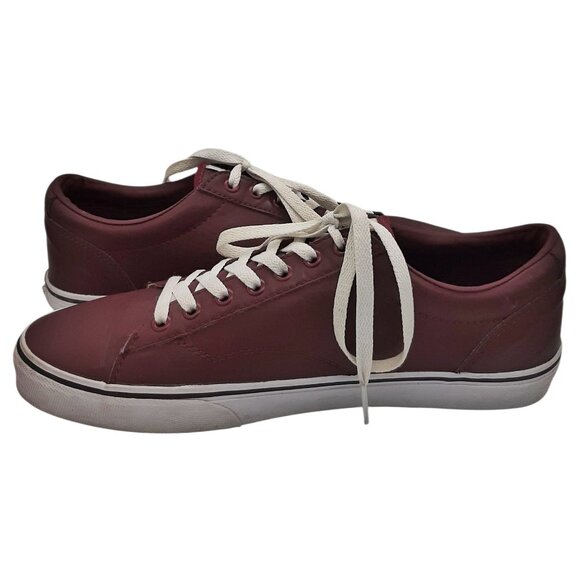 Vans Dark Burgundy Faux Leather (?) Low Top Old Skool Lace Up Sneakers SZ 10 - Picture 9 of 13